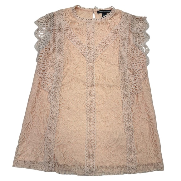 Cable & Gauge Sleeves Lace Top Fairy Coquette Size S Cottagecore Preppy Y2K - Picture 4 of 9